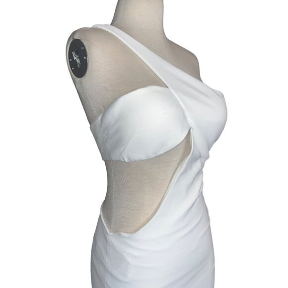 Monot Cut Out One Shoulder Maxi Dress in White New Womens Long Maxi Gown - Picture 7 of 17
